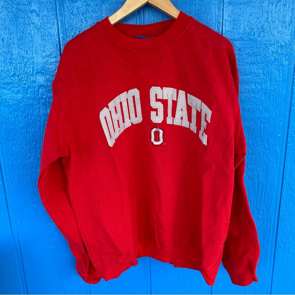 Vintage Ohio State buckeyes Sweatshirt Large Red Sweater Spellout